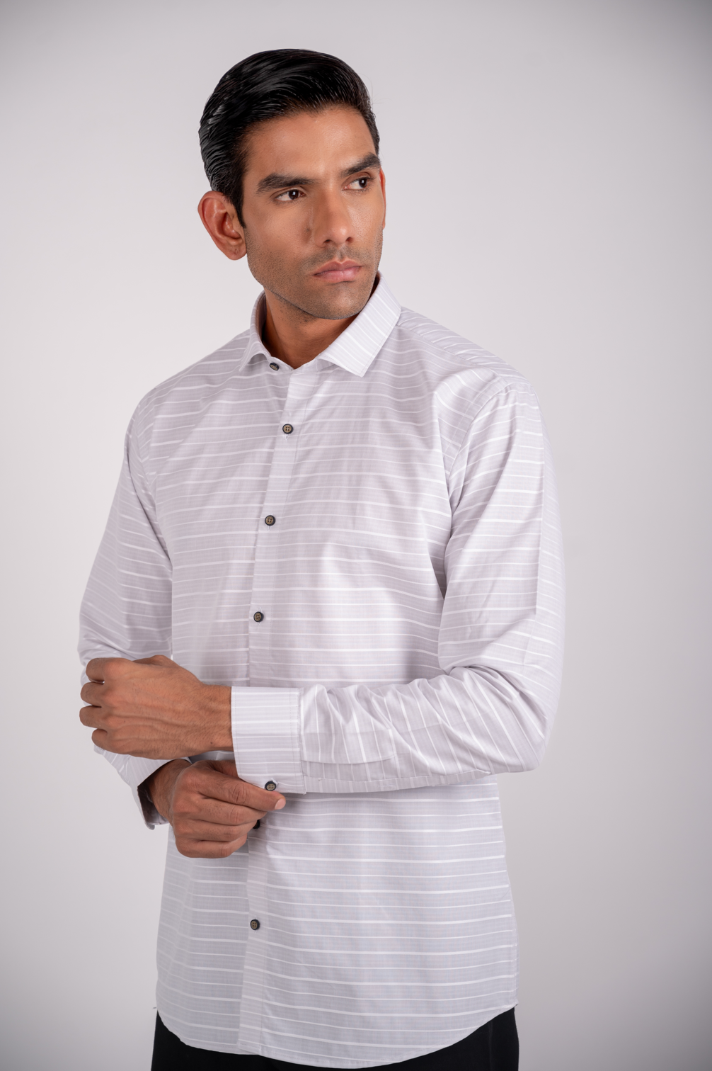 Grey Mist Striped Classic Shirt