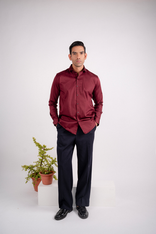 Maroon Classic Satin Shirt