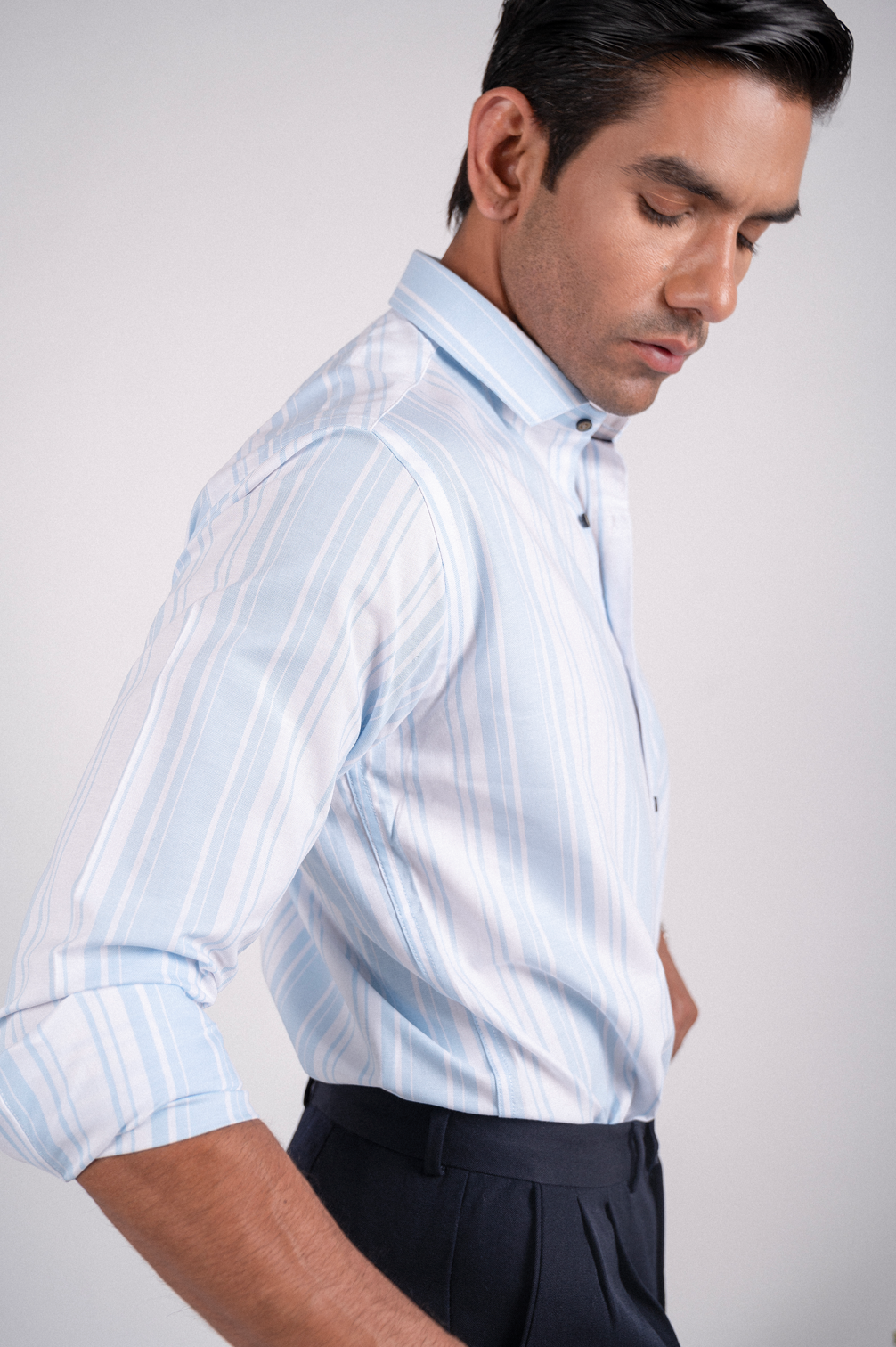 Classic Azure Stripes Cotton Shirt