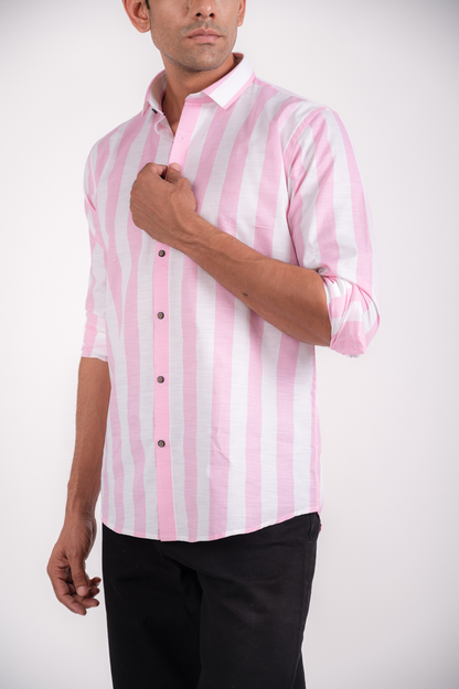 Linen Pink Striped Shirt