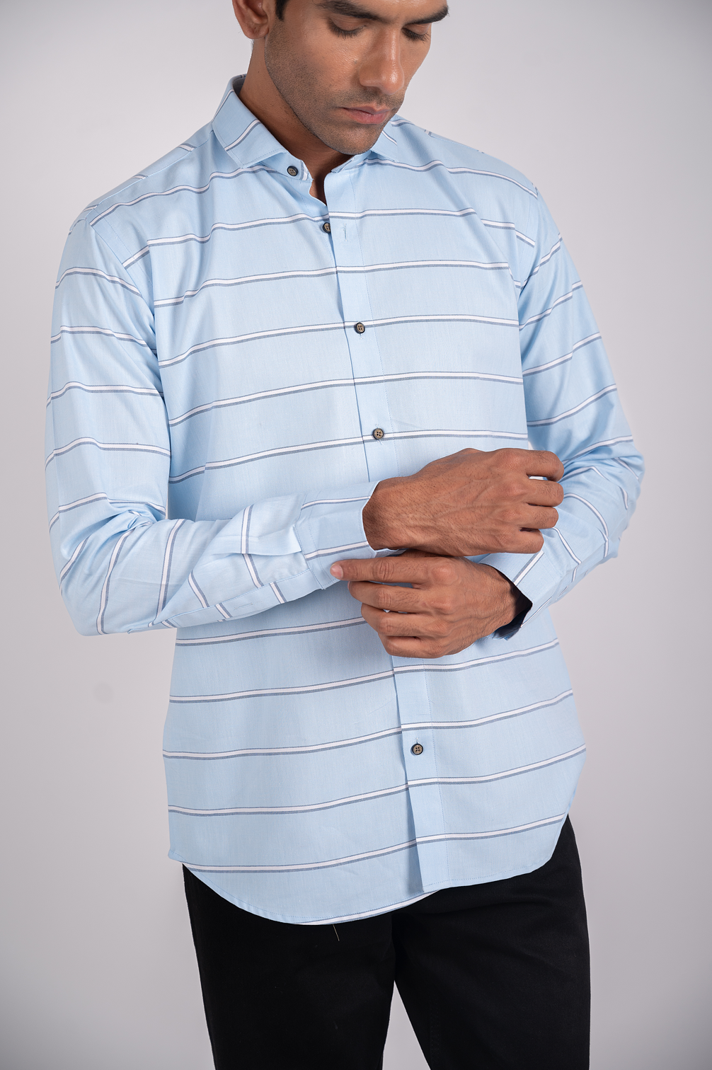 Ocean Blue Striped Oxford Shirt