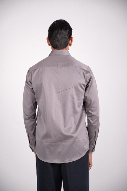 Slate Grey Satin Stretch Shirt