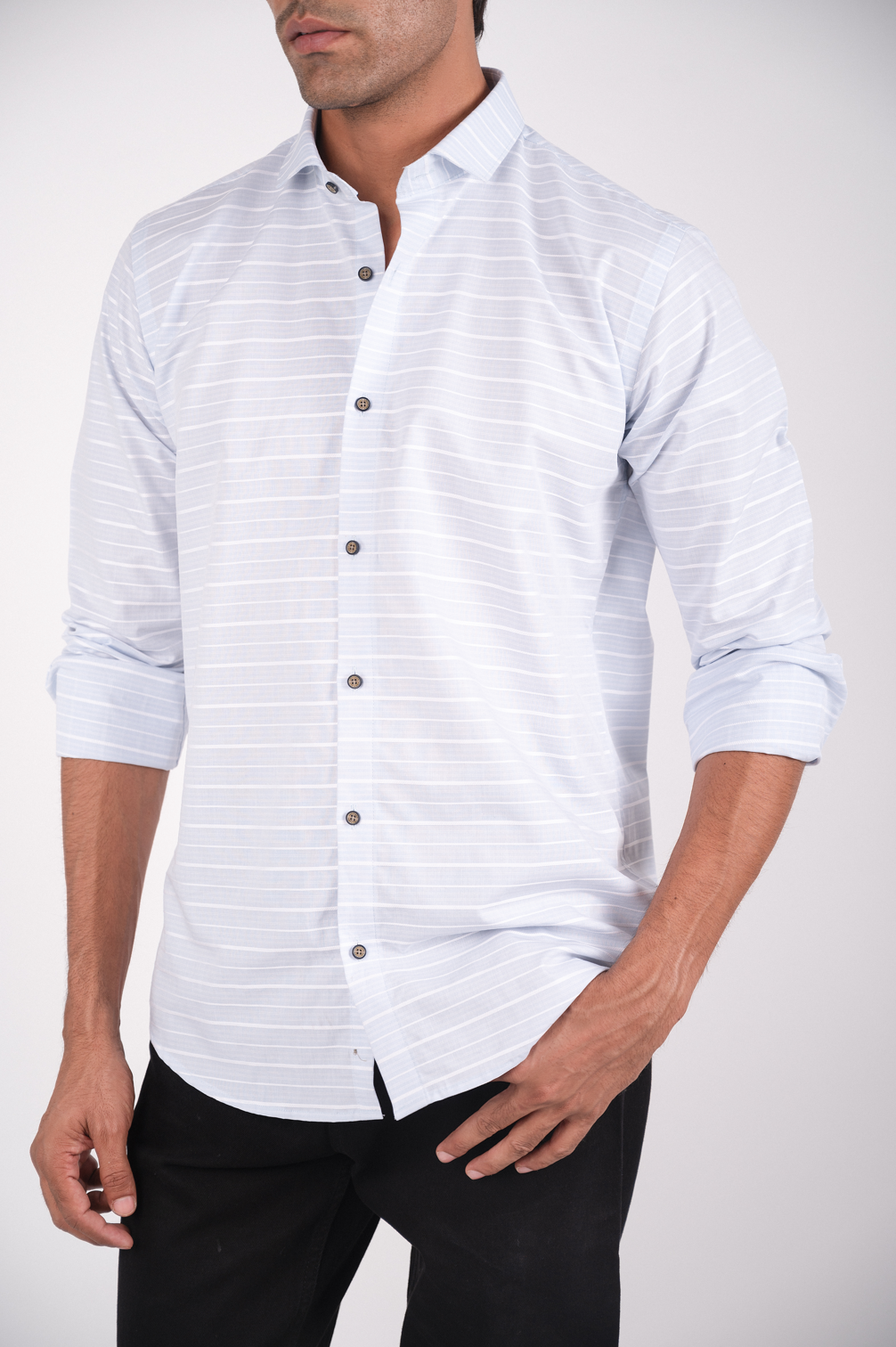 Breeze  Blue Horizontal Striped Shirt