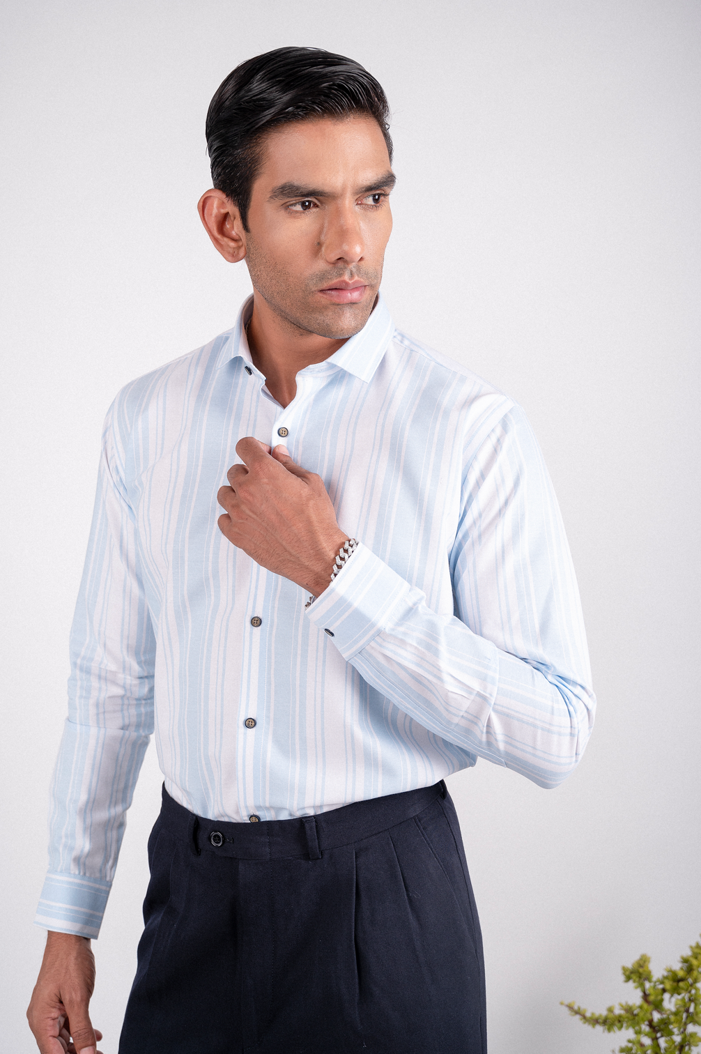 Classic Azure Stripes Cotton Shirt