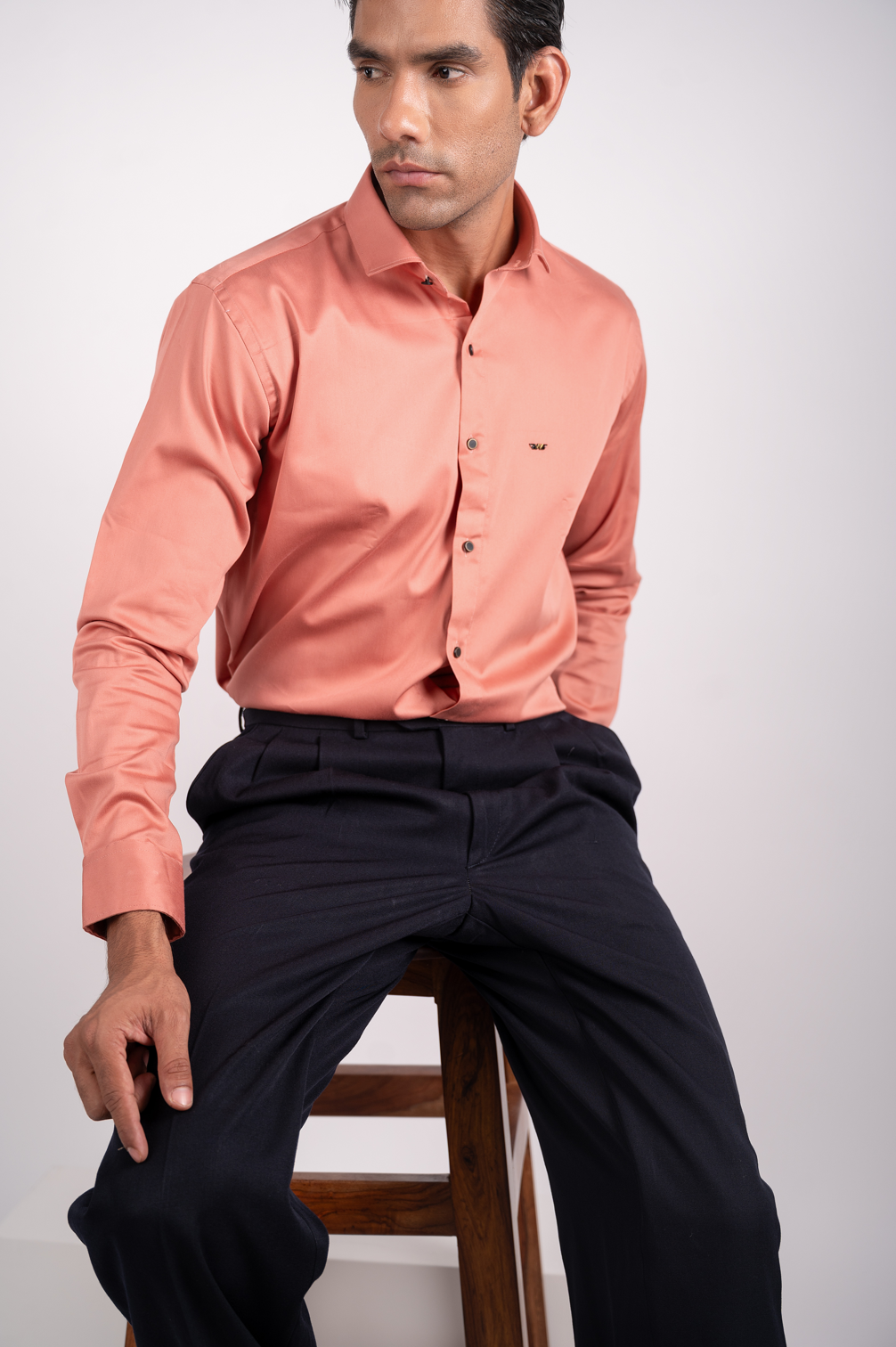 Coral Pink Comfort Satin Shirt