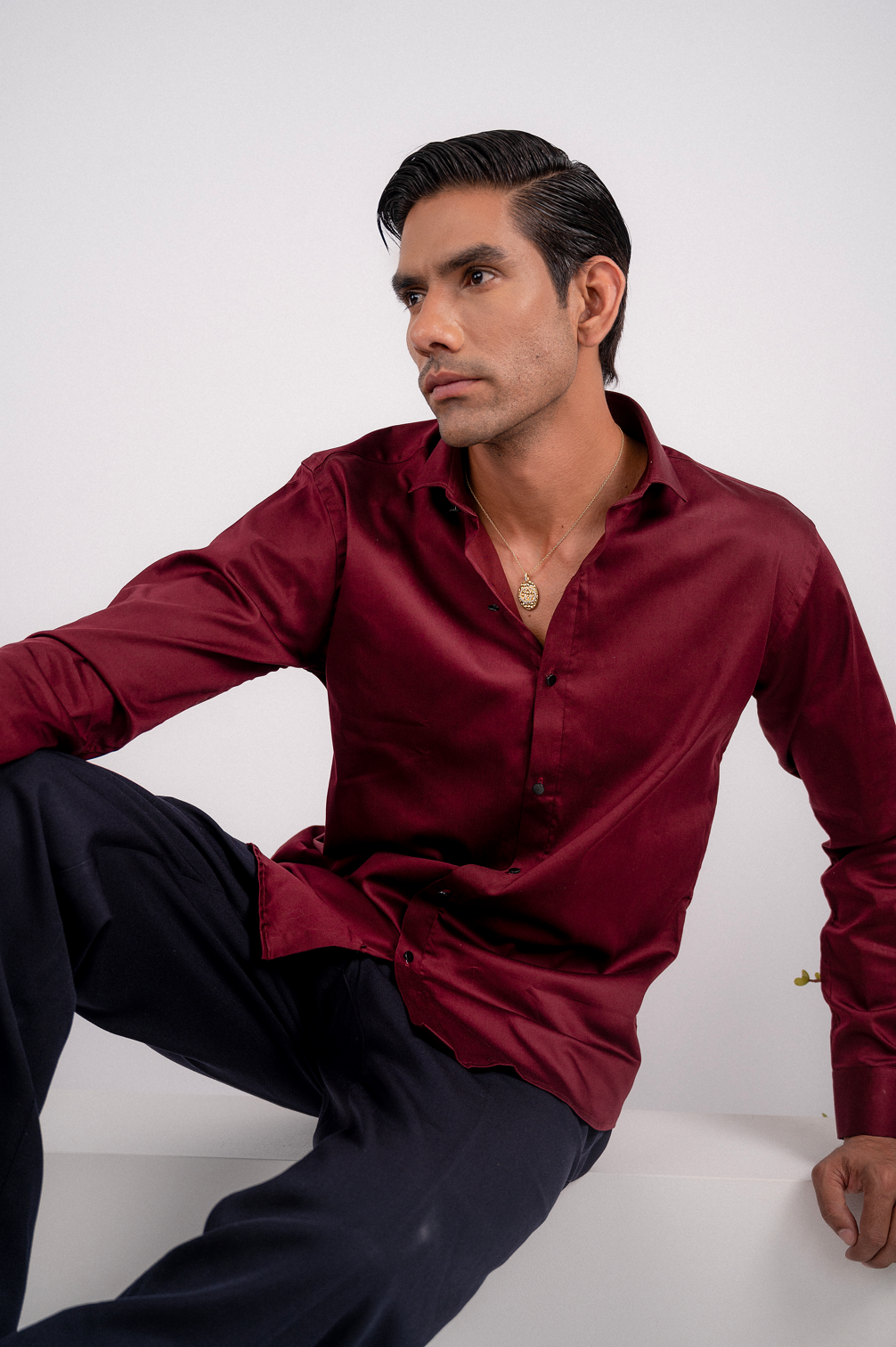 Maroon Classic Satin Shirt