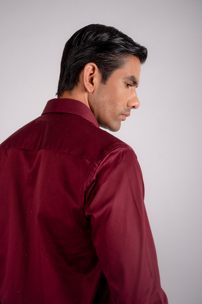 Maroon Classic Satin Shirt