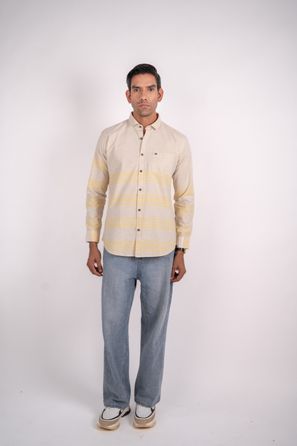 Beige Yellow Striped Shirt