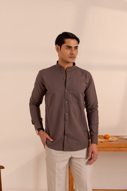 Walnut Wood Mandarin Shirt