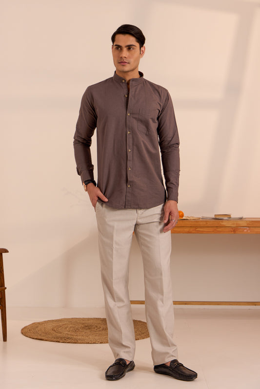 Walnut Wood Mandarin Shirt