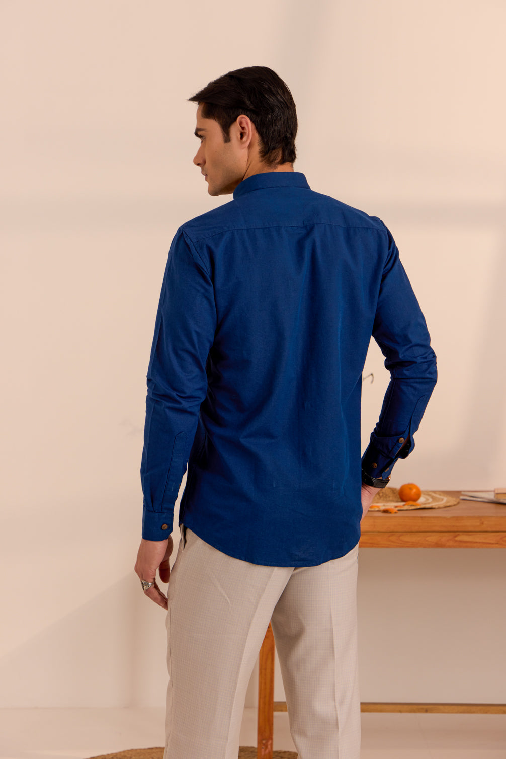 Azure Navy Blue Mandarin Shirt