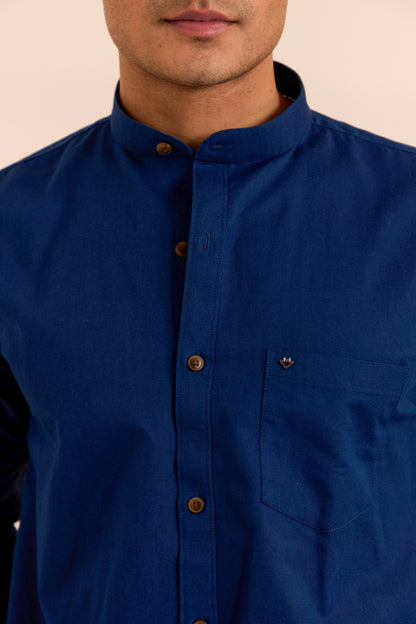 Azure Navy Blue Mandarin Shirt