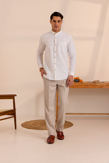 Pure White Mandarin Shirt