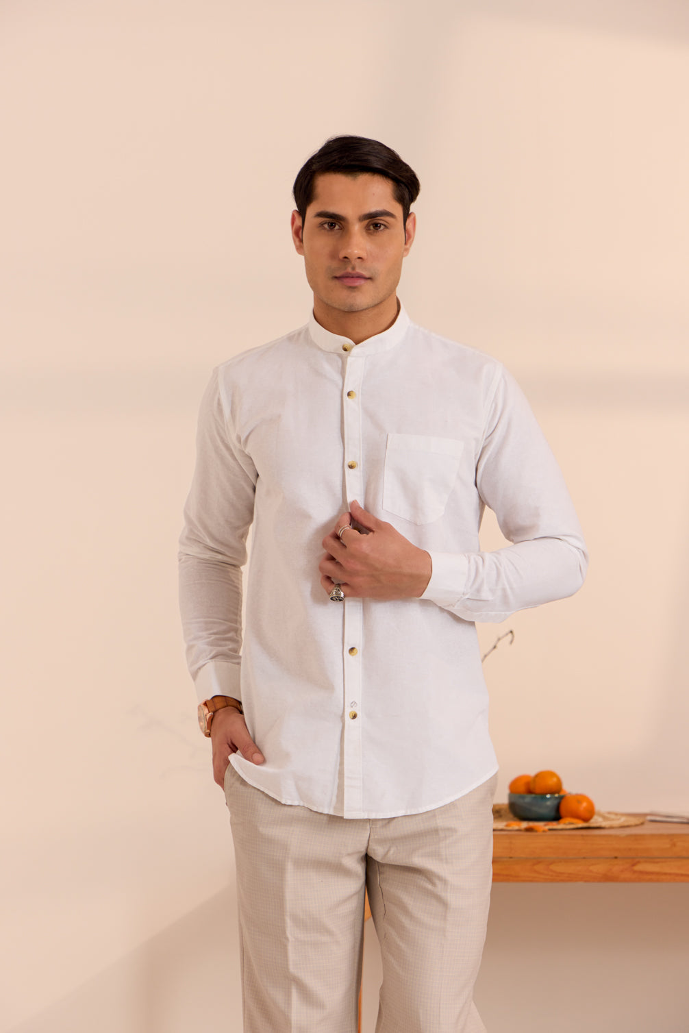 Pure White Mandarin Shirt