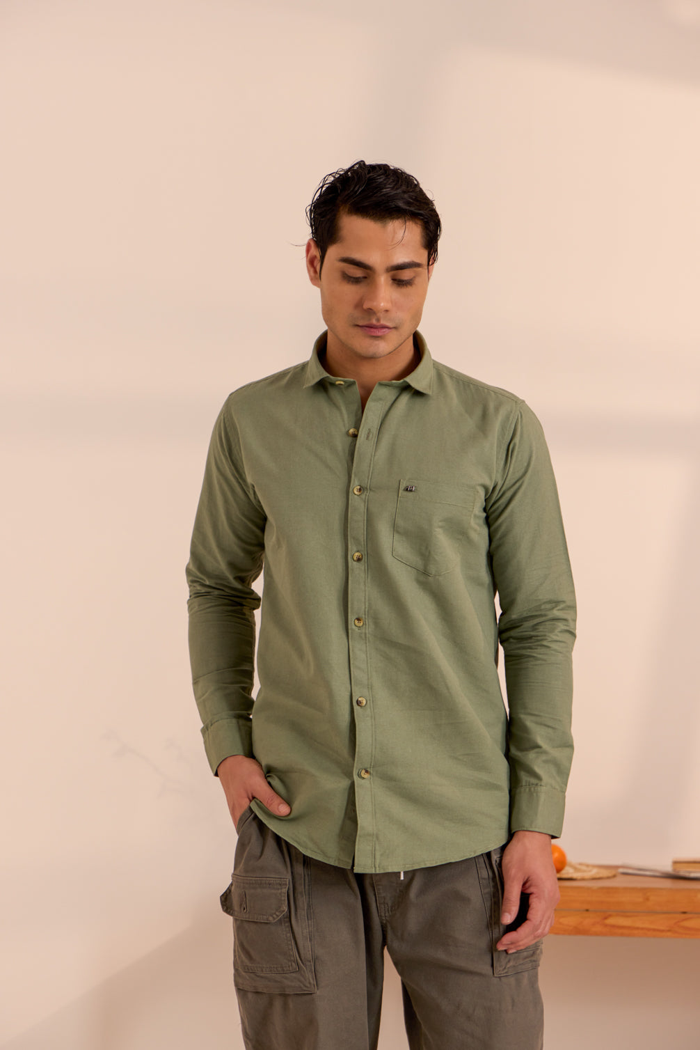 Olive Grove Cotton Shirt