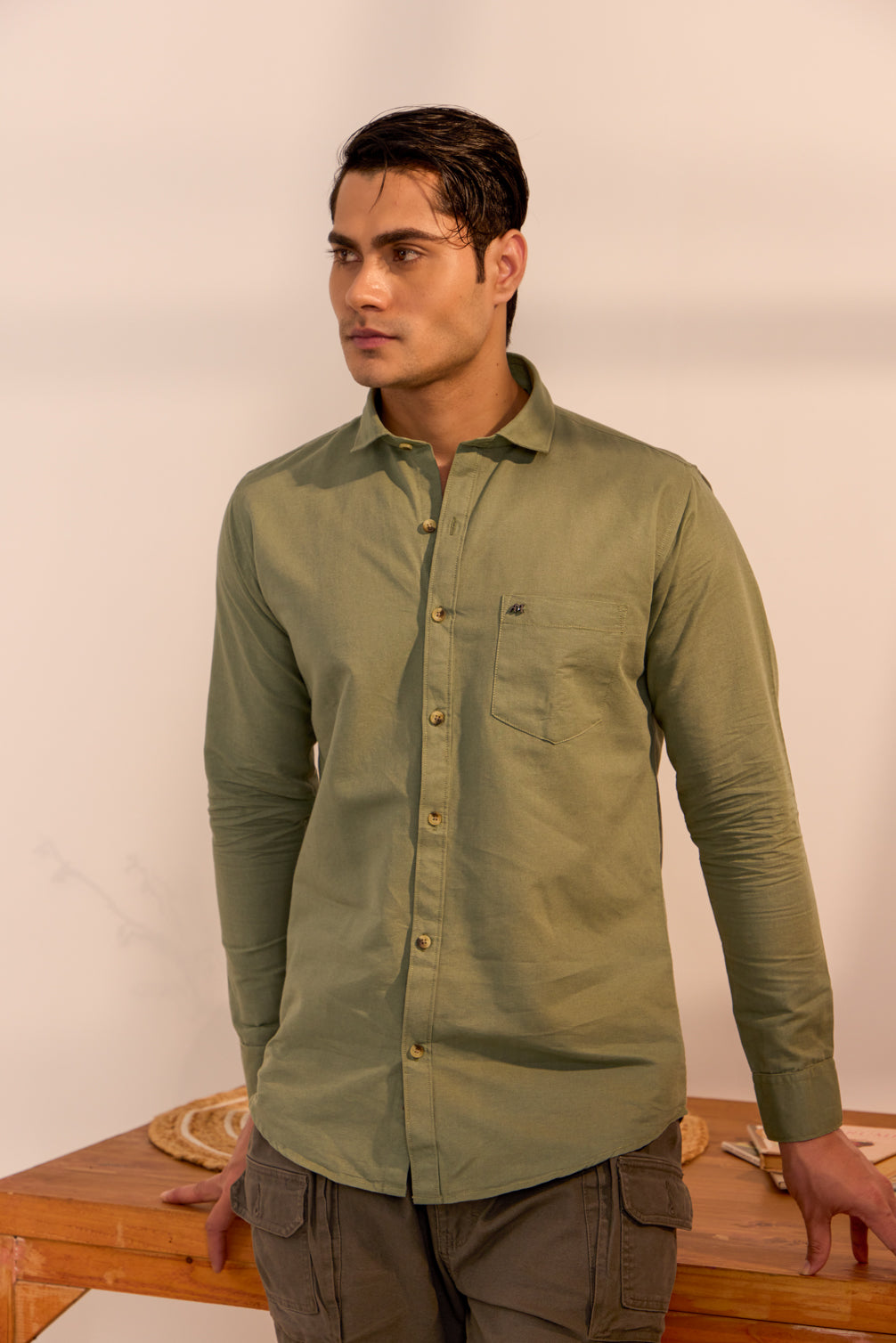 Olive Grove Cotton Shirt