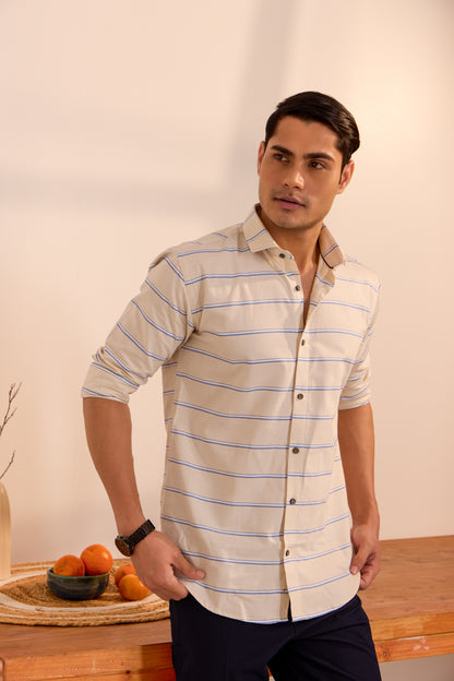 Cornfield Horizon Striped Cotton Shirt