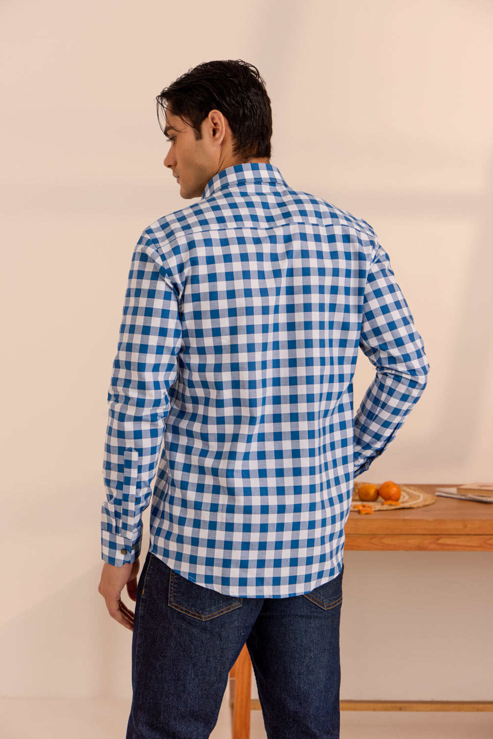 Cerulean Blue Checkered Comfort Shirt