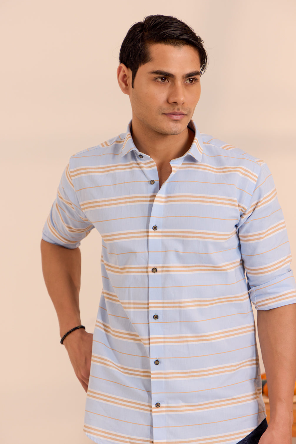 Horizon Blue Casual Striped Shirt