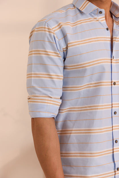 Horizon Blue Casual Striped Shirt