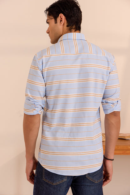 Horizon Blue Casual Striped Shirt