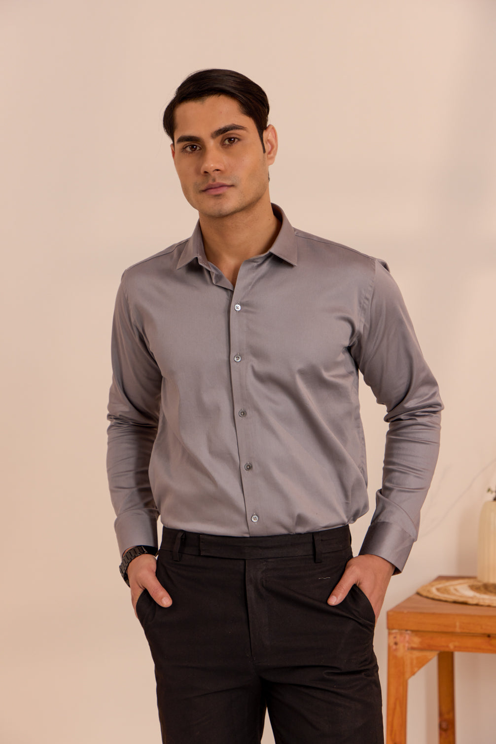 Classic Grey Solid Shirt