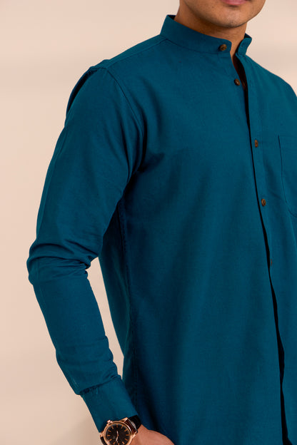 Midnight Indigo Mandarin Shirt